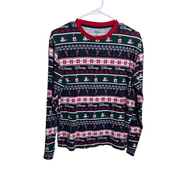 Disney Christmas Shirt Women's Small Long Sleeve Holiday Multicolor Mickey Mouse - Picture 1 of 10